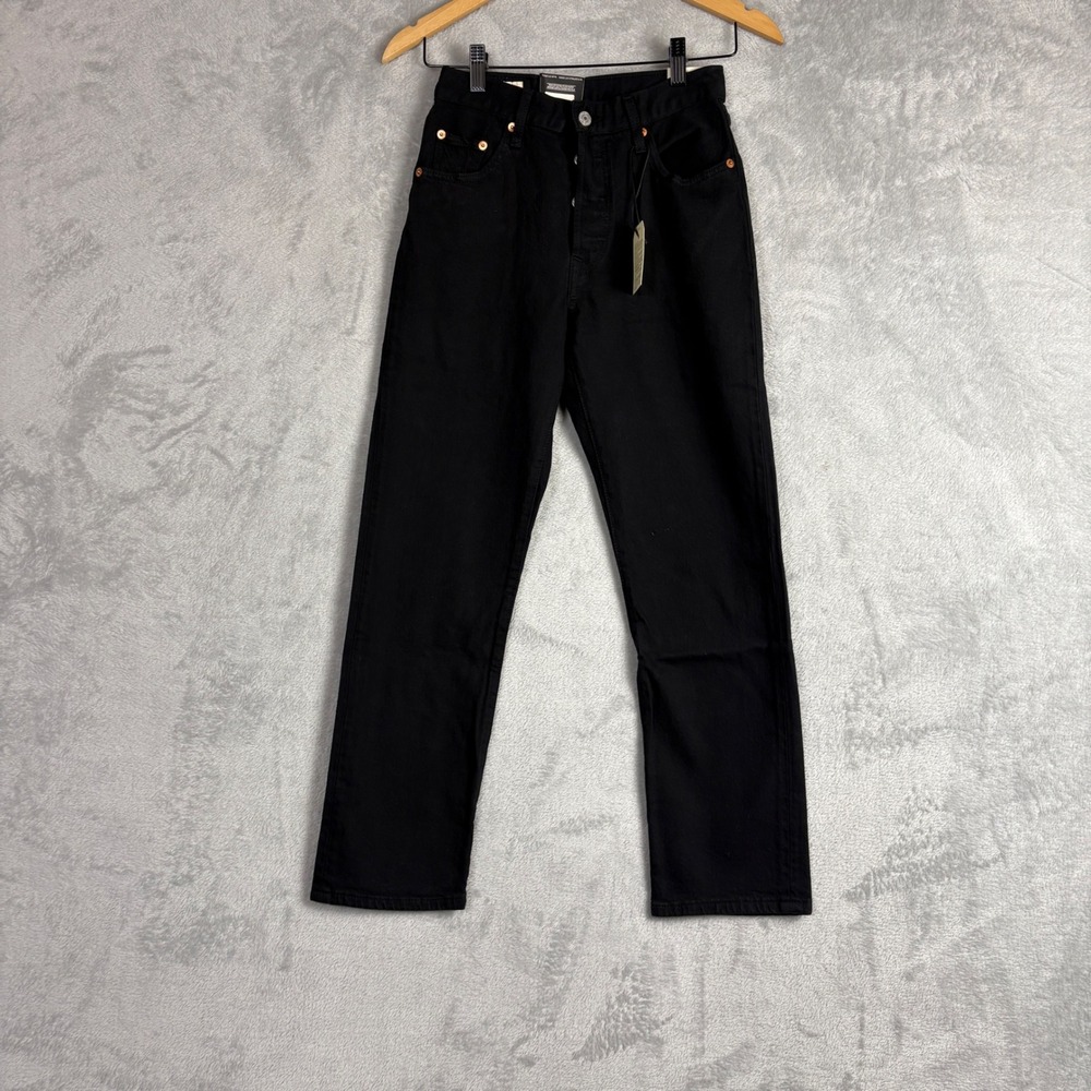 Levis 501 Original Cropped High Rise Straight Leg Black‎ Jeans 36200-0085 W23